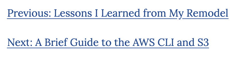 Example of previous and next links